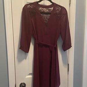BCX Burgundy Lace Accent Dress
